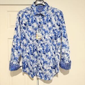 Robert Graham Shirt Men’s Blue Baskerville Long Sleeve Button Down XL NWT